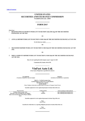 Thumbnail VinFast Auto 20-F Annual Report 