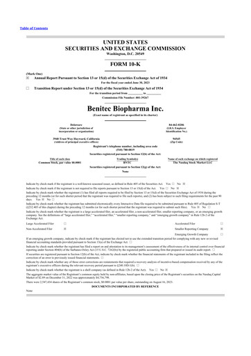 Thumbnail Benitec Biopharma
 10-K Annual Report 2023