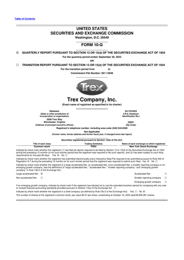 Miniature Trex 10-Q Rapport trimestriel 2023 