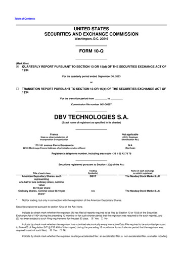 Miniature DBV Technologies 10-Q Rapport trimestriel 2023 