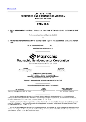Miniature Magnachip Semiconductor 10-Q Rapport trimestriel 2023 
