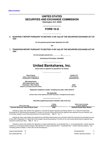 Thumbnail United Bankshares 10-Q Quarterly Report FY2023 