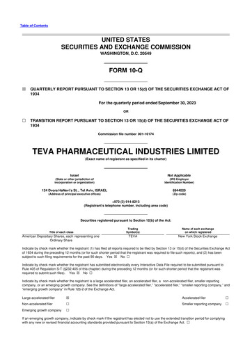 Thumbnail Teva Pharmaceutical Industries 10-Q Quarterly Report FY2023 