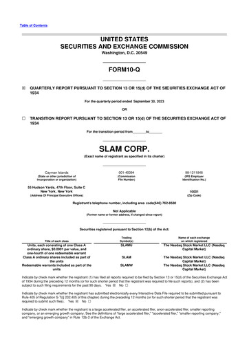 Thumbnail Slam Corp 10-Q Quarterly Report FY2023 