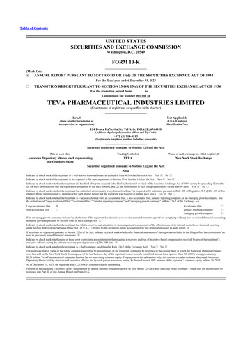 Thumbnail Teva Pharmaceutical Industries 10-K Annual Report 2023