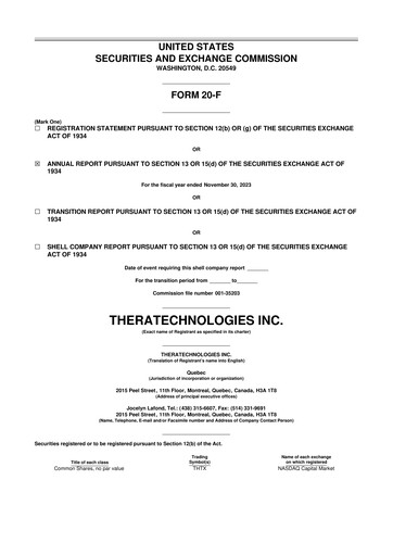Miniature Theratechnologies 20-F Rapport annuel 2023