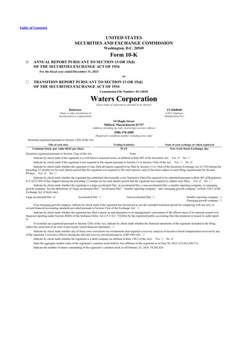 Thumbnail Waters Corporation 10-K Annual Report 2023