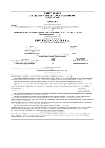 Miniature DBV Technologies 10-K Rapport annuel 2023