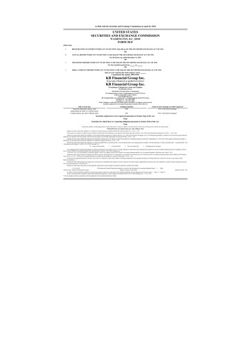 Thumbnail KB Financial Group 20-F Annual Report 2023