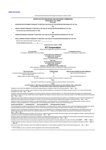 Thumbnail KT Corporation 20-F Annual Report 2023
