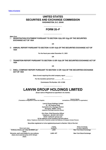 Miniature Lanvin Group 20-F Rapport annuel 