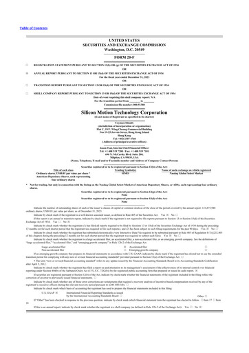 Thumbnail Silicon Motion
 20-F Annual Report 2023