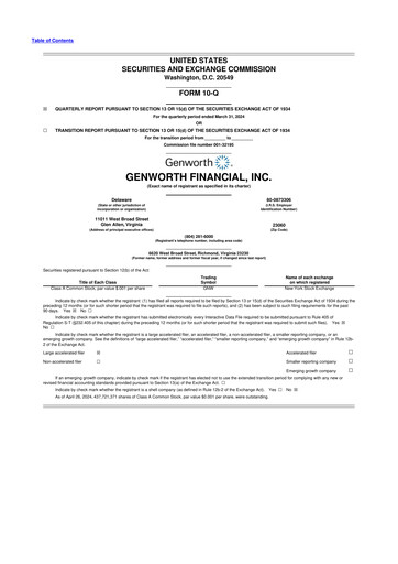 Thumbnail Genworth Financial
 10-Q Quarterly Report FY2024 