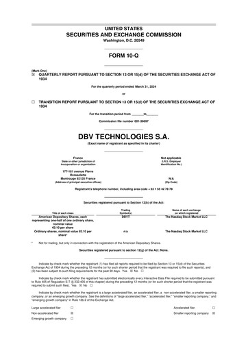 Miniature DBV Technologies 10-Q Rapport trimestriel 2024 