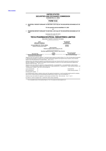 Thumbnail Teva Pharmaceutical Industries 10-Q Quarterly Report FY2024 