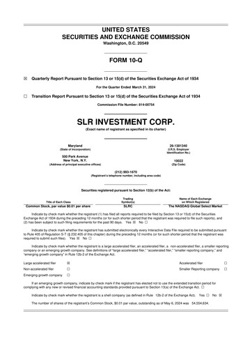 Thumbnail SLR Investment 10-Q Quarterly Report FY2024 