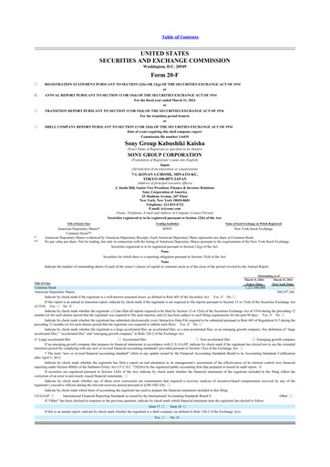 Thumbnail Sony 20-F Annual Report 2024