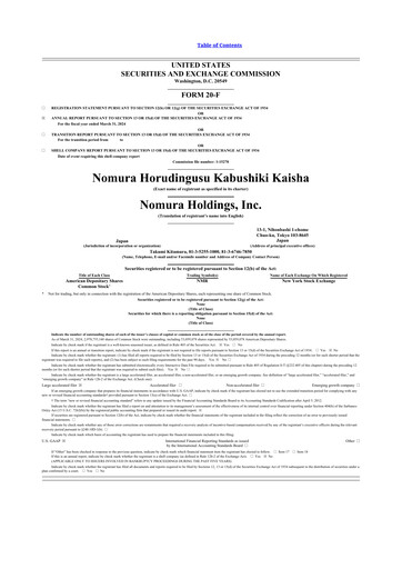 Thumbnail Nomura Holdings 20-F Annual Report 2024