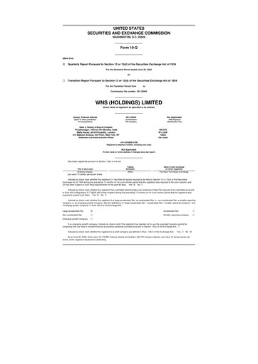 Miniature WNS 10-Q Rapport trimestriel  