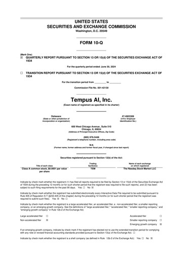 Vorschaubild Tempus AI 10-Q Quartalsbericht 2024 