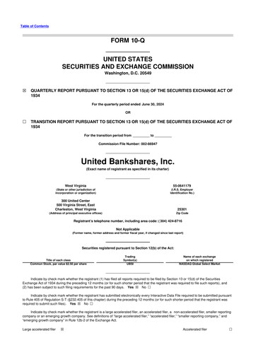 Thumbnail United Bankshares 10-Q Quarterly Report FY2024 