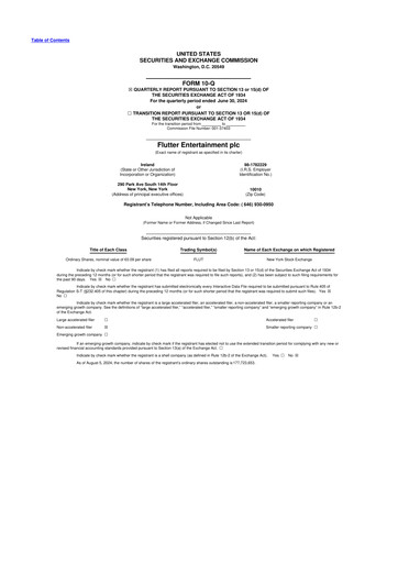 Thumbnail Flutter Entertainment 10-Q Quarterly Report FY2024 