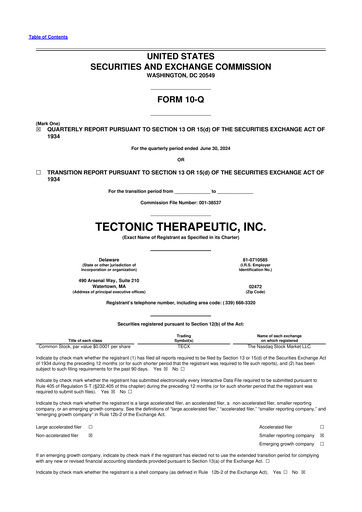 Thumbnail Tectonic Therapeutic 10-Q Quarterly Report FY 