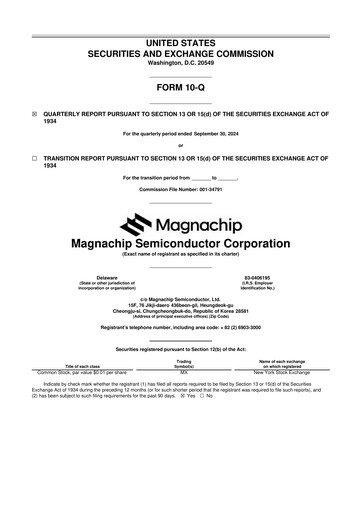 Miniature Magnachip Semiconductor 10-Q Rapport trimestriel 2024 