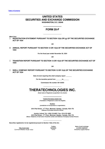 Miniature Theratechnologies 20-F Rapport annuel 2024