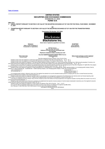 Thumbnail Blackstone Group 10-K Annual Report 