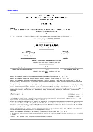 Thumbnail Vincerx Pharma 10-K Annual Report 2024