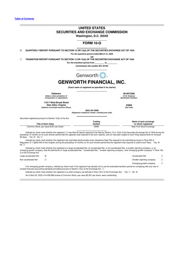 Thumbnail Genworth Financial
 10-Q Quarterly Report FY2025 