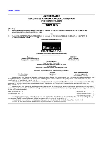 Miniature Blackstone Group 10-Q Rapport trimestriel  