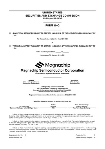 Miniature Magnachip Semiconductor 10-Q Rapport trimestriel 2025 