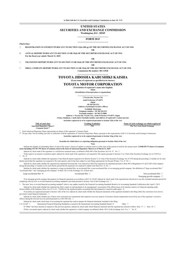 Thumbnail Toyota 20-F Annual Report 2025