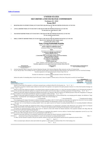 Thumbnail Sony 20-F Annual Report 2025