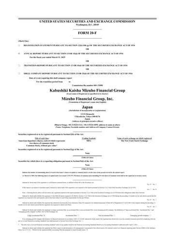 Thumbnail Mizuho Financial Group
 20-F Annual Report 2025