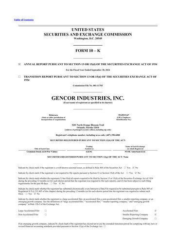 Thumbnail Gencor Industries
 10-K Annual Report 2024