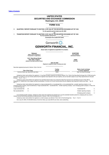 Thumbnail Genworth Financial
 10-Q Quarterly Report FY2025 