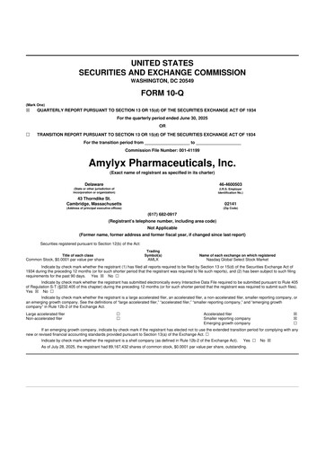 Thumbnail Amylyx Pharmaceuticals 10-Q Quarterly Report FY2025 