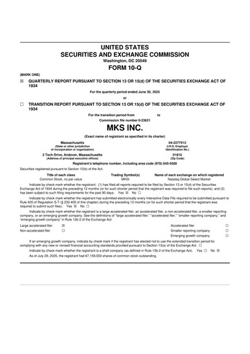 Thumbnail MKS Instruments 10-Q Quarterly Report FY2025 