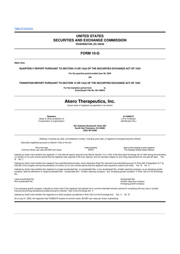 Thumbnail Akero Therapeutics 10-Q Quarterly Report FY2025 