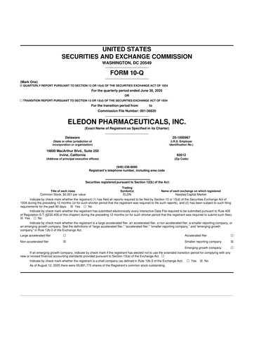 Thumbnail Eledon Pharmaceuticals 10-Q Quarterly Report FY 
