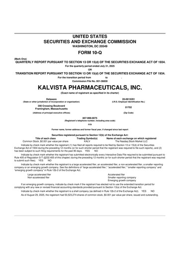 Vorschaubild KalVista Pharmaceuticals 10-Q Quartalsbericht 2026 