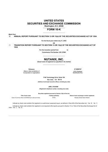 Thumbnail Nutanix 10-K Annual Report 2025