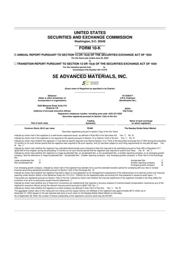 Miniature 5E Advanced Materials 10-K Rapport annuel 2025