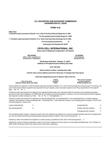 Thumbnail Cryo-Cell International 10-Q Quarterly Report FY2025 