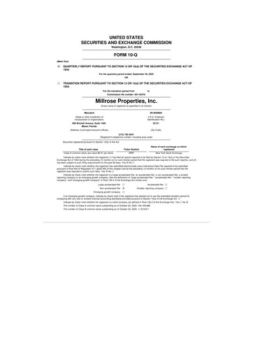 Thumbnail Millrose Properties 10-Q Quarterly Report FY2025 
