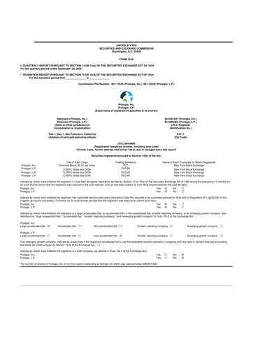 Thumbnail Prologis 10-Q Quarterly Report FY 