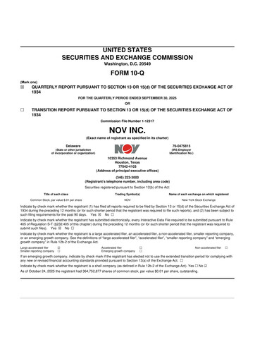 Thumbnail NOV 10-Q Quarterly Report FY2025 